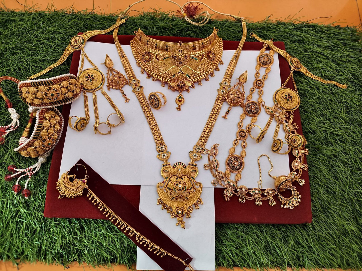Nath,ponchi, hathful, Ranihar, finger ring, chokar, Shisful, Rakhdi set 170